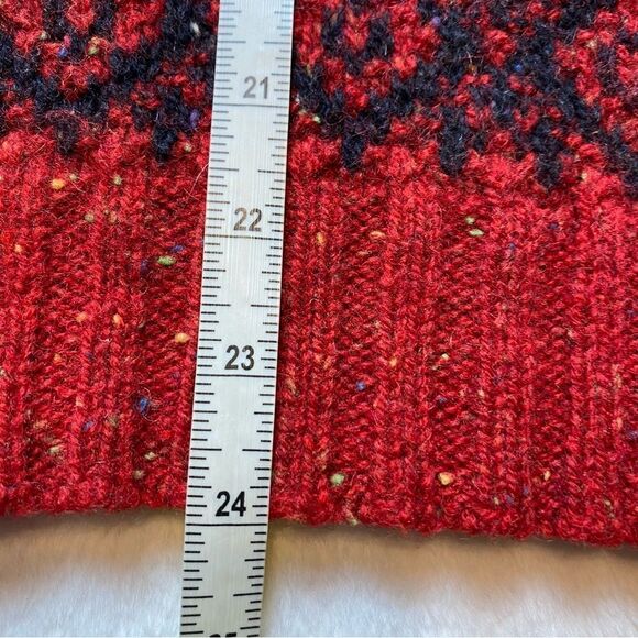 Eddie Bauer Vintage Wool Blend Front Zip Red Tweed Cardigan Sweater Size Large - Picture 9 of 10